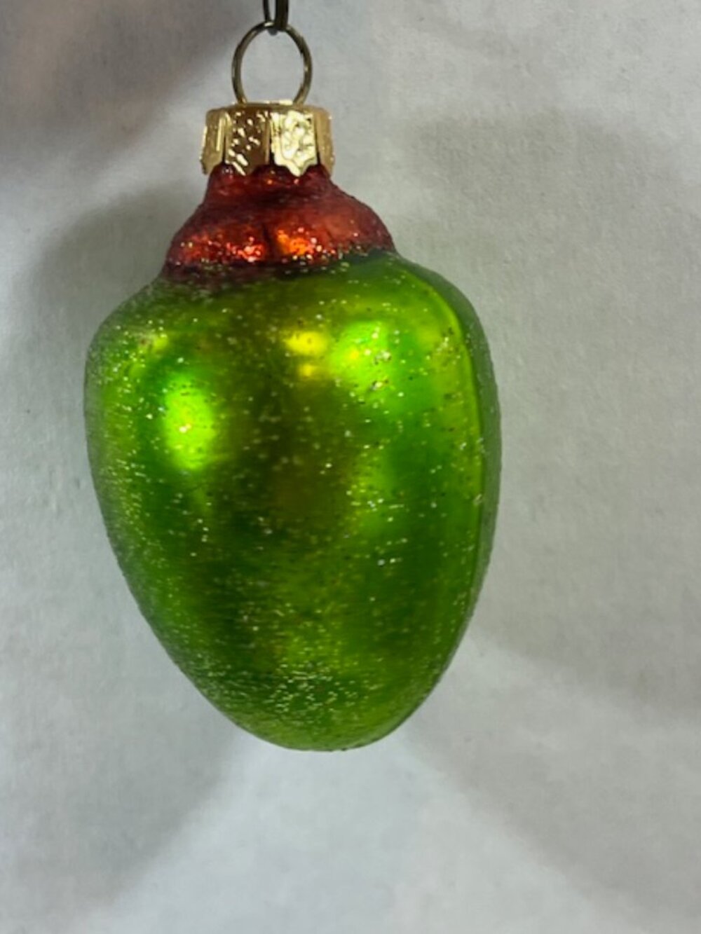 Department 56 Stuffed Green Olive Glass Blown Christmas Tree Bar Ornament1.25"x2